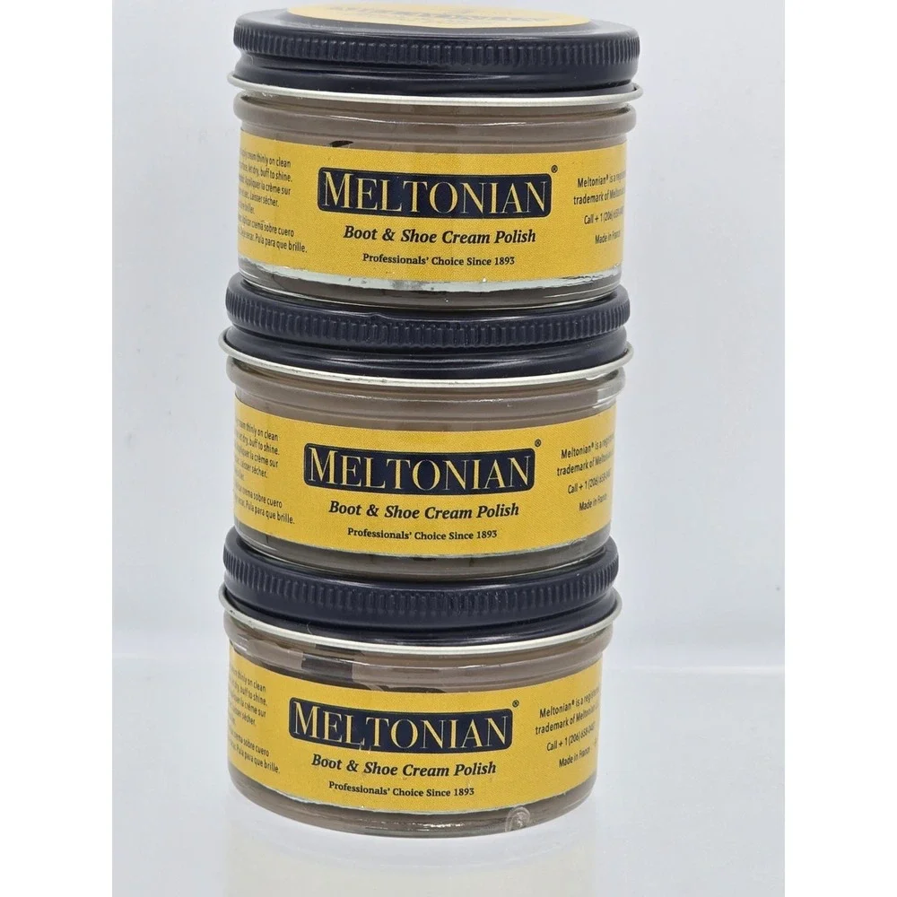 3 Pack - MELTONIAN Shoe Boot Cream Polish‎ Leather Shine Nourishing 50ml - Beige